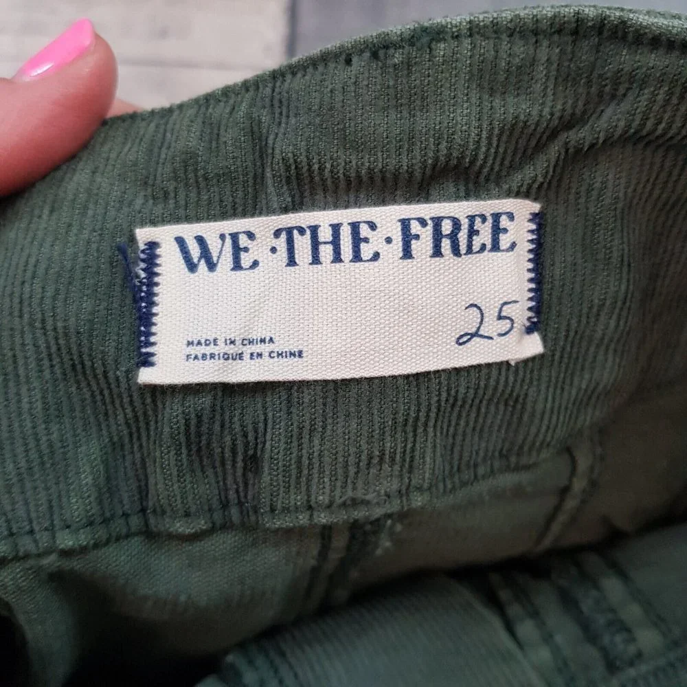 Free People Jayde Corduroy Flare Jeans 25 UK 4 Green High Rise We The Free BN - Picture 8 of 11